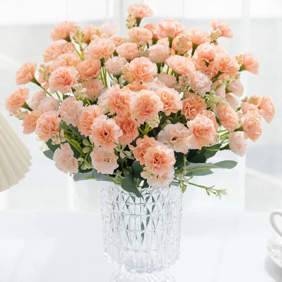 Mazzo di garofani artificiali con 5 rametti e 15 fiori