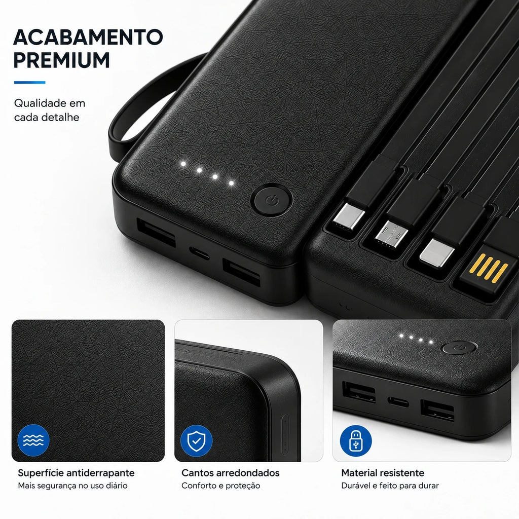 Power Bank 12000mAh And 26000mAh Portable Fast Charger With 4 USB Cables For Smartphones And Travel