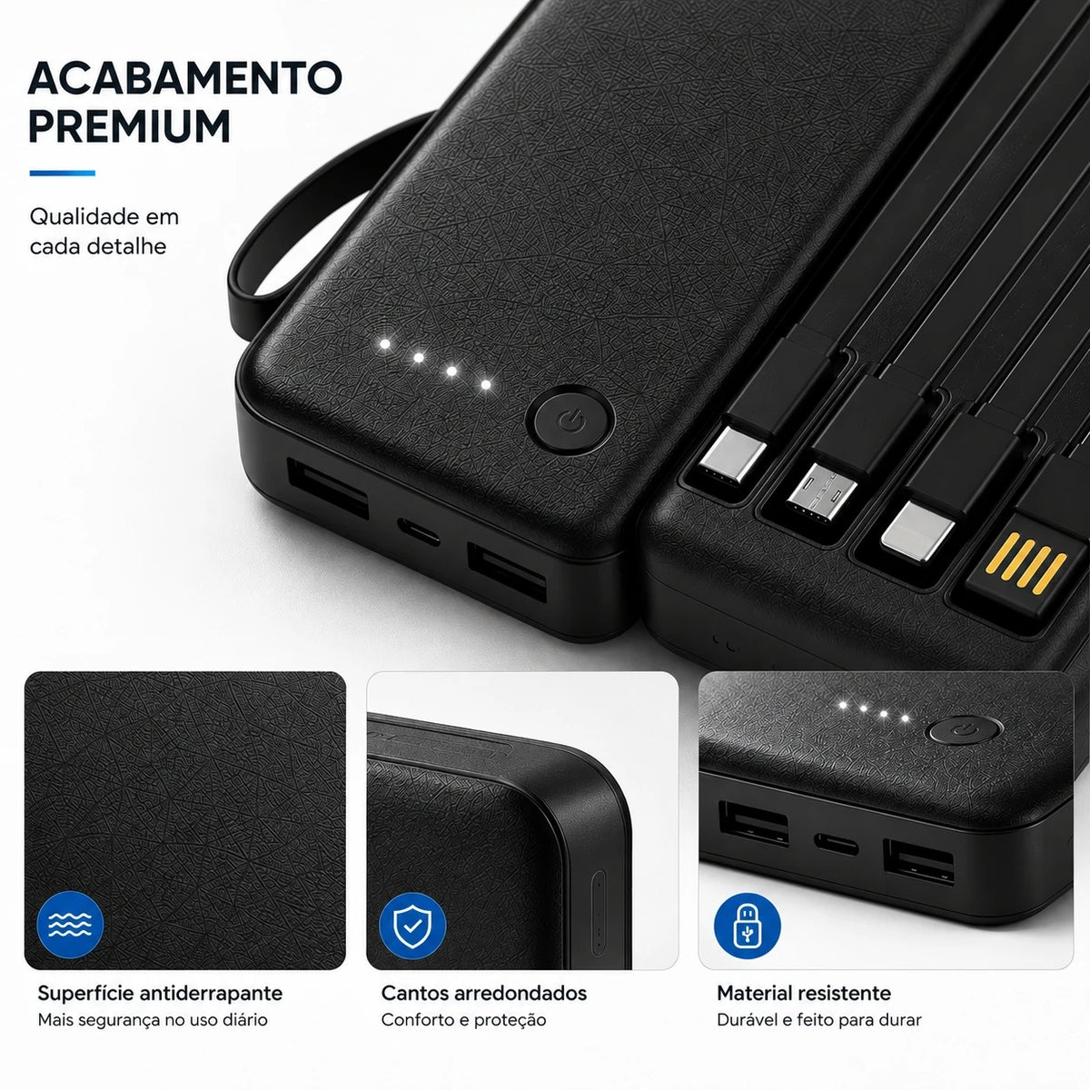 Power Bank 12000mAh And 26000mAh Portable Fast Charger With 4 USB Cables For Smartphones And Travel