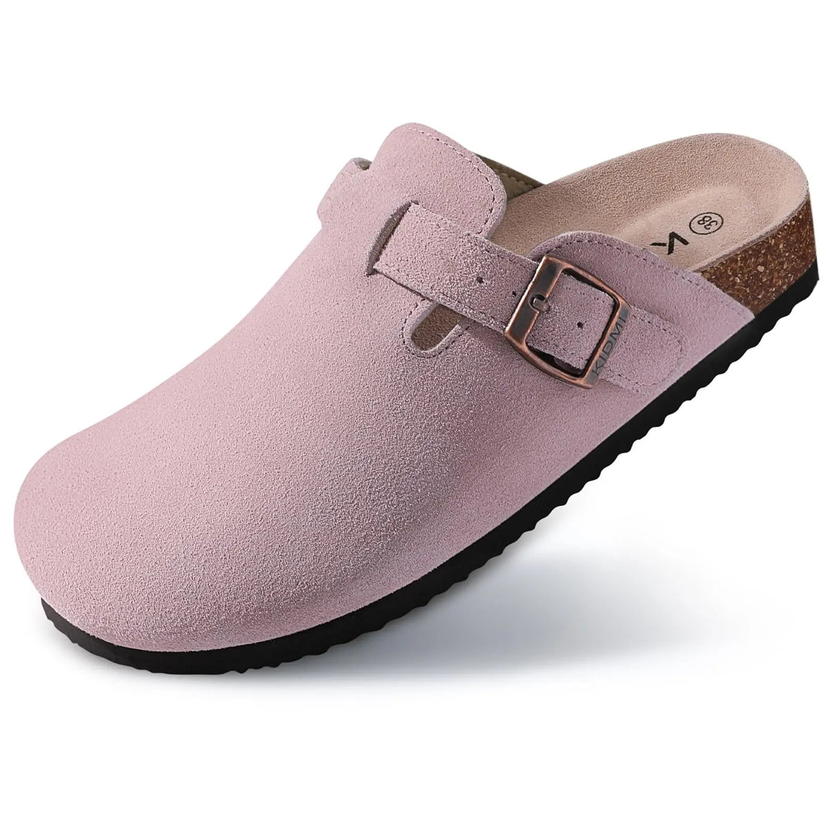 Asgard Women's Cork-Sole Clog Slippers, Fashionable Cow Suede Flat Mules with Adjustable Buckle, Men's Leather Potato Shoes, Beach Sandals