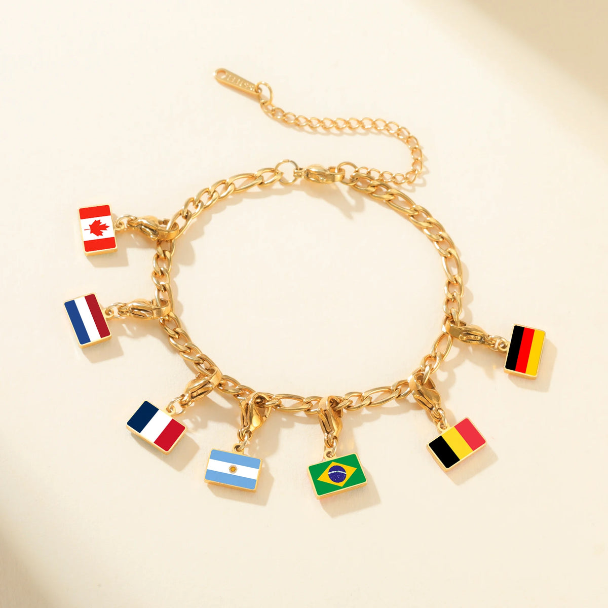 Country Flag Lobster Clasp Charms Pendant Bracelet Stainless Steel Italy France Brazil Spain Flags Jewelry Travel Souvenir Gift