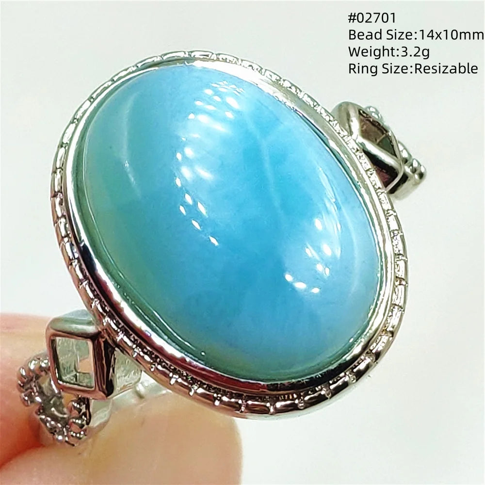 Anello regolabile in argento 925 con larimar