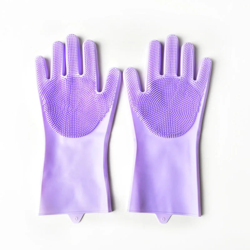 Gants de toilettage pour chiens et chats, gants de lavage en silicone avec brosse pour shampooing, gants de nettoyage pour vaisselle et épilation, multifonctionnels