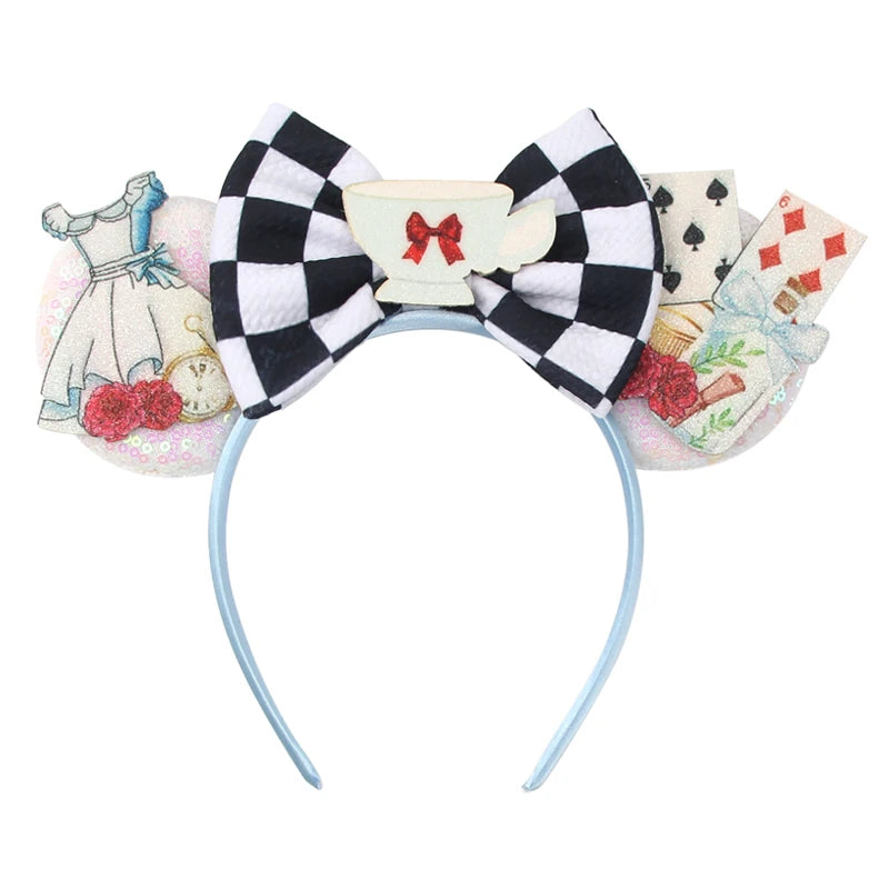 2026 New Style Sequin Ear Headband Sequin Bows Girl Adult Kids Halloween Party Cosplay Hair Accessories Princess Hairband