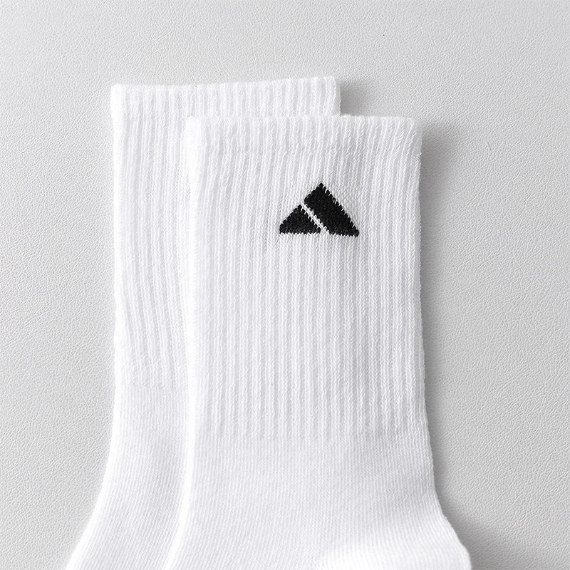 5 Paar schwarz-weiß gemusterte Socken mittlerer Länge, geeignet für Damen und Herren, bequeme Unisex-Sportsocken
