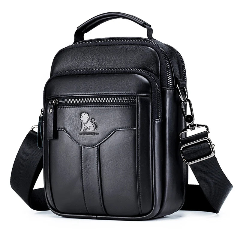 LAOSHIZI Genuine Leather Men’s Crossbody Bag