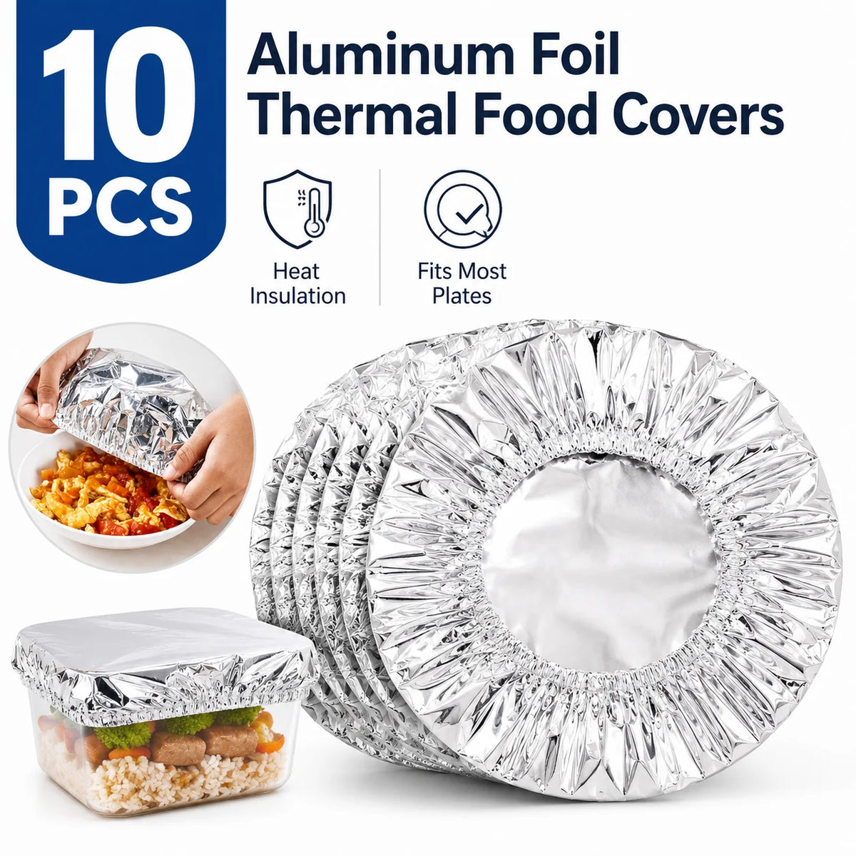 Easy Use Quick Cover Reusable Multi-Size Aluminum Foil Food Covers Eco-Friendly Kitchen Bowl and Dish Storage Lids No-Mess Home Use
