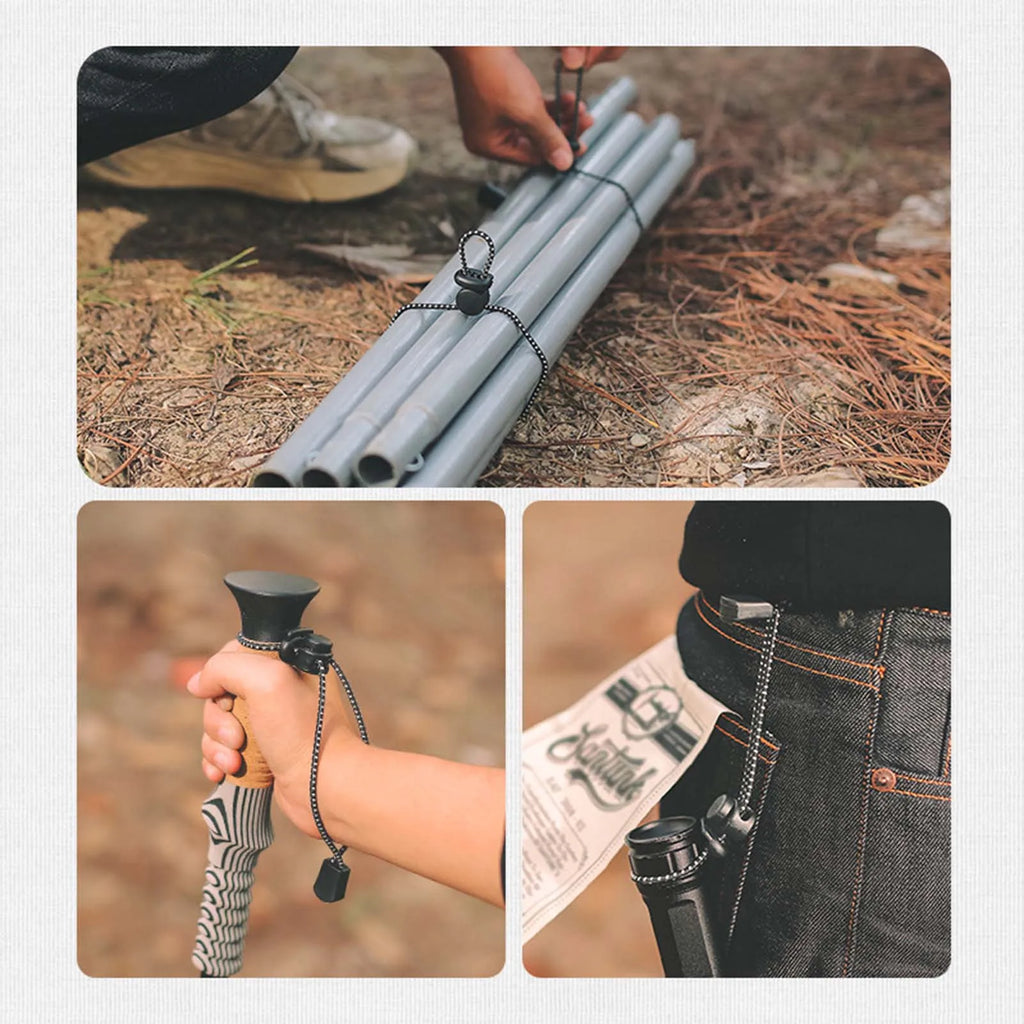 Camping Supplies Backpack Hiking Stick Holder Walking Pole Fixing Buckle Elastic Rope Lanyard Sports Travel Outdoor Equipment