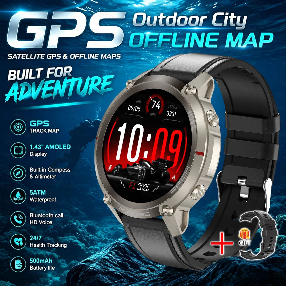 GPS Watch Professional Sport Smart Watch with Offline Map health Control Waterproof GPS Six-star positioning Tracking SmartWatch
