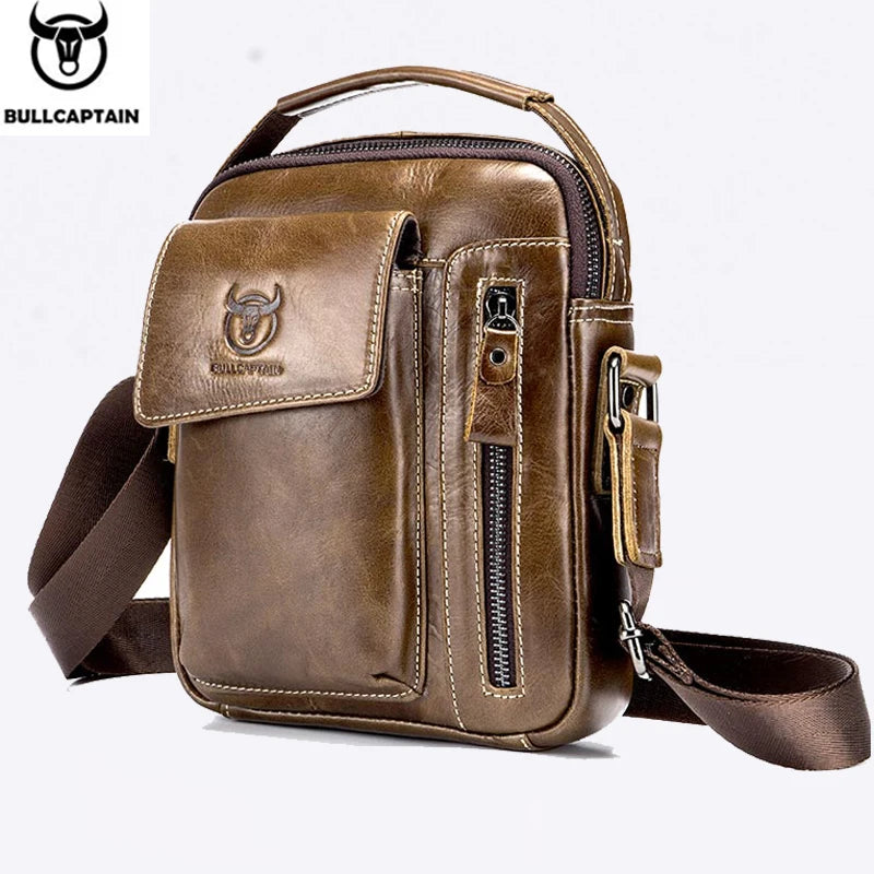 BULLCAPTAIN Genuine Leather Messenger Bag