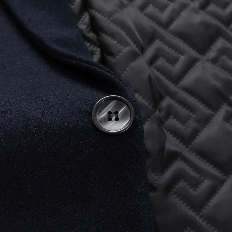 Male Woolen Coat Solid Color Slim Mid-Length Windbreaker Warm Wear-Resistant Men's Wool Coat Business Formal Wear Casual Jacket