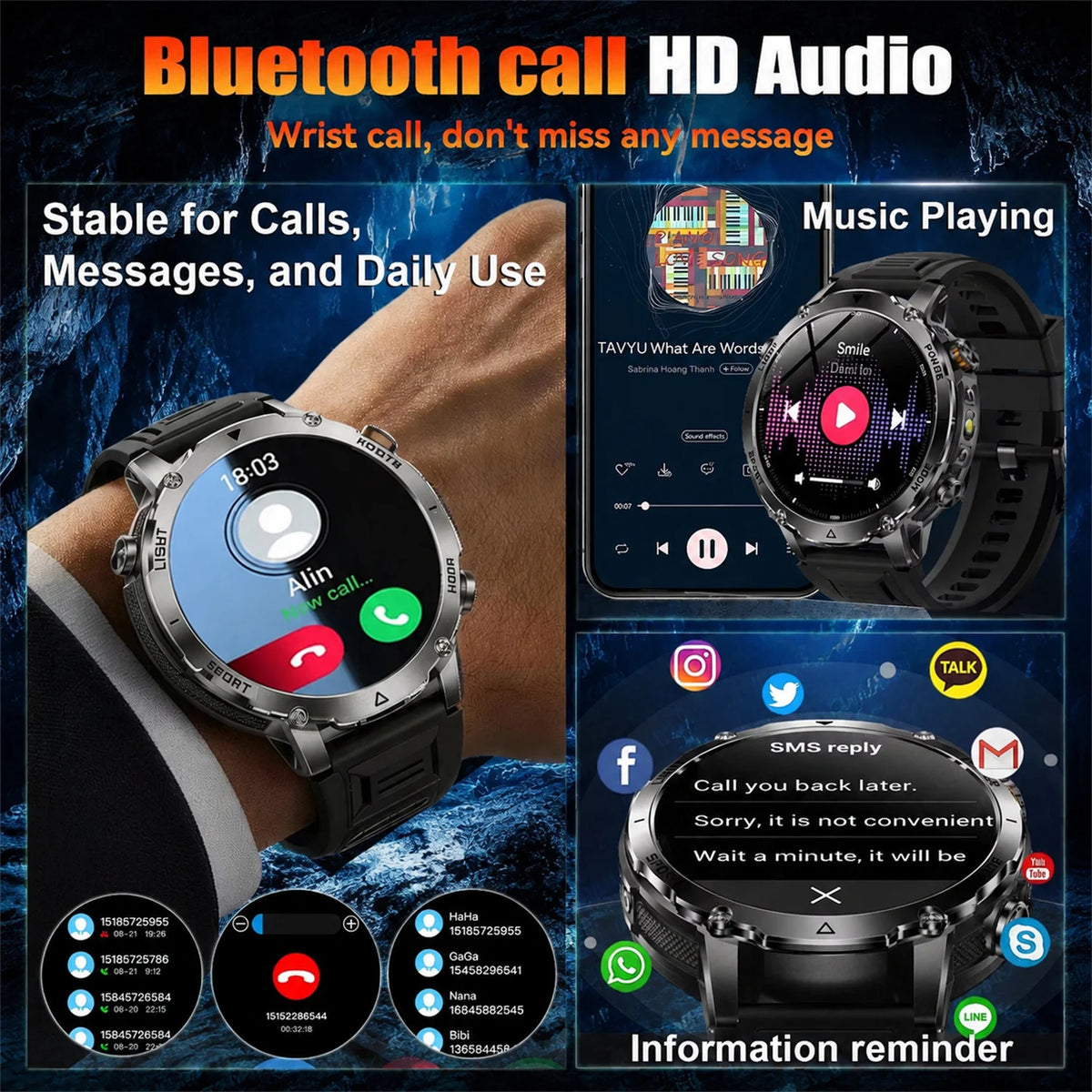 2026New 1.7 inches TANK SmartWatch Military Grade Durability 1400mah Battery HD Call 10ATM Waterproof Flashlight Sport Watch Men