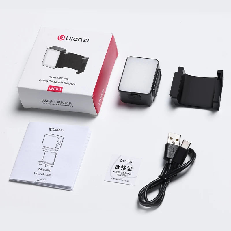 Ulanzi LM001 Pocket 3 Mini Light 3-stufiges Softlicht für DJI OSMO Pocket 3 für Fotografie Livestreaming Vlog LED-Videoleuchte