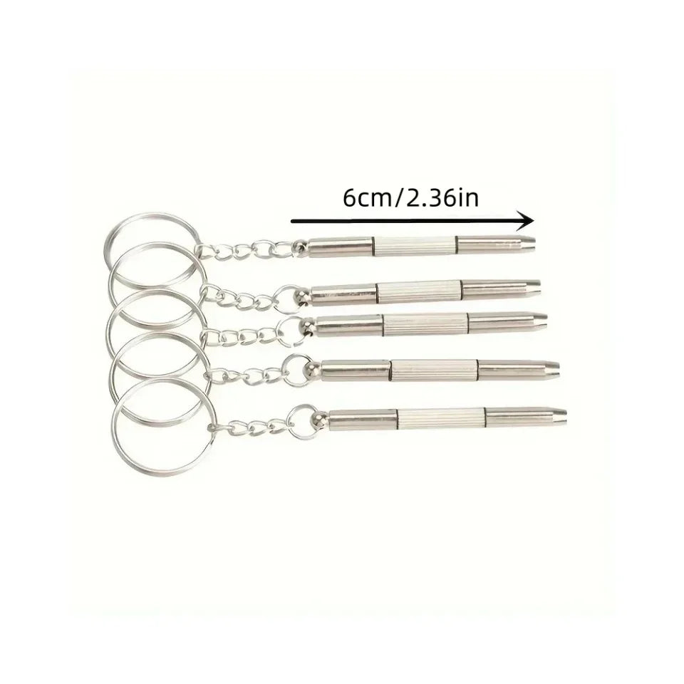 Destornillador para gafas, kit de reparación de relojes con llavero y herramientas manuales portátiles de precisión.