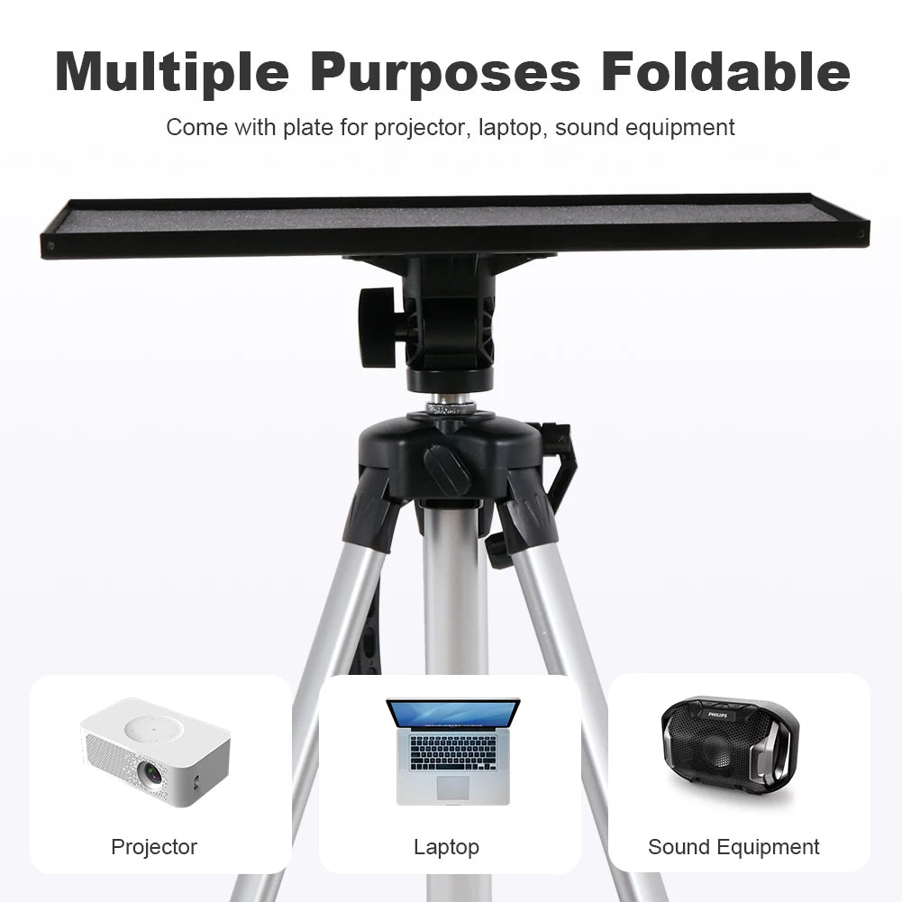 Support pour ordinateur portable pliable et réglable en hauteur, trépied pour projecteur en aluminium avec plateau et sac de transport