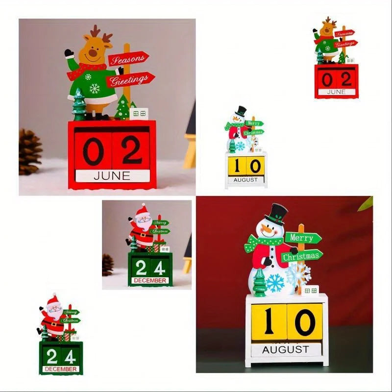 1pc Christmas Countdown Calendar Ornament, a Decorative Piece for Desks And Bookshelves, with Adjustable Month And Date