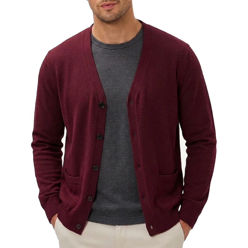 Men's V-neck cardigan with buttons and pockets
