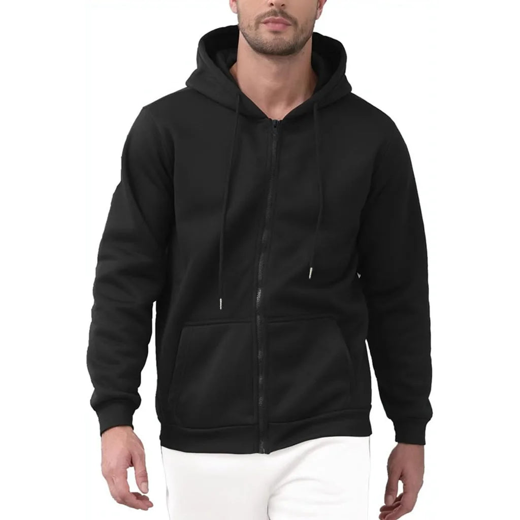 Autumn New Men's Hooded Sweatshirt Jacket Zipper Caidgan Solid Color Basic Simple Style Male Casual Streetwear Fashion Top