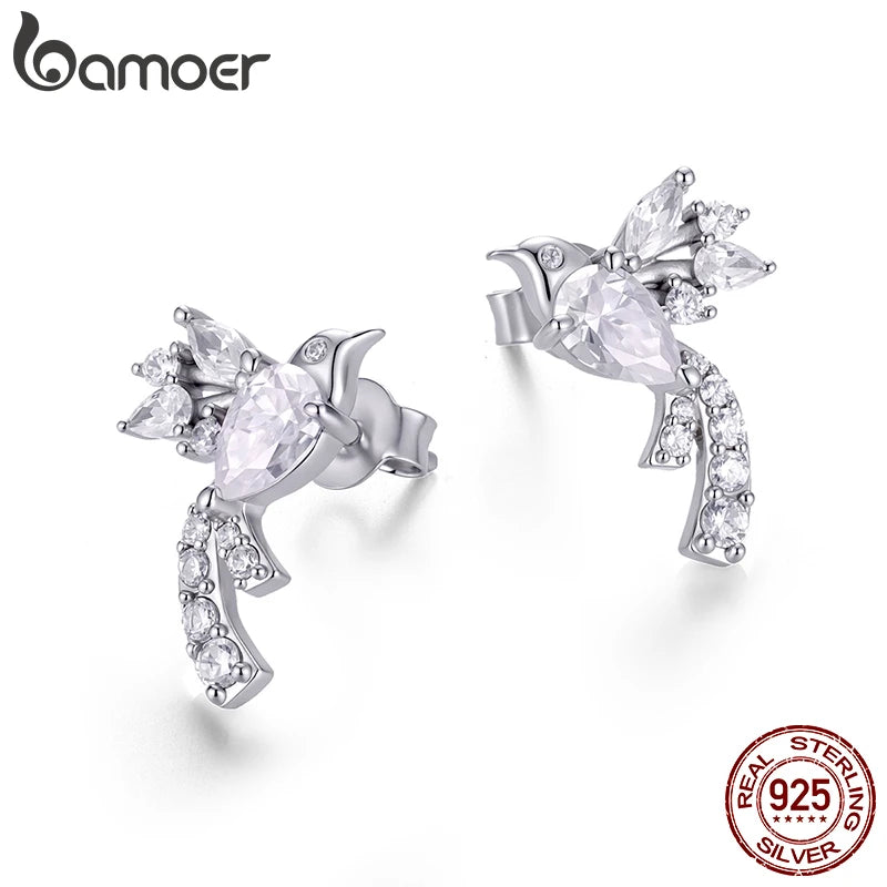 Bird motif stud earrings