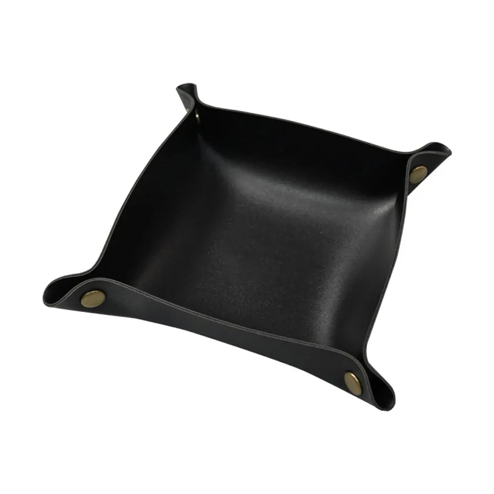 1PC 25X25CM Leather Tray Foldable Table Storage Box Jewelry Key Coin Desk Top Organizer Entryway Nightstand Home  Decoration