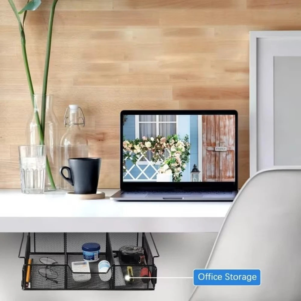 Under-Desk Pull-Out Metal Storage Drawer
