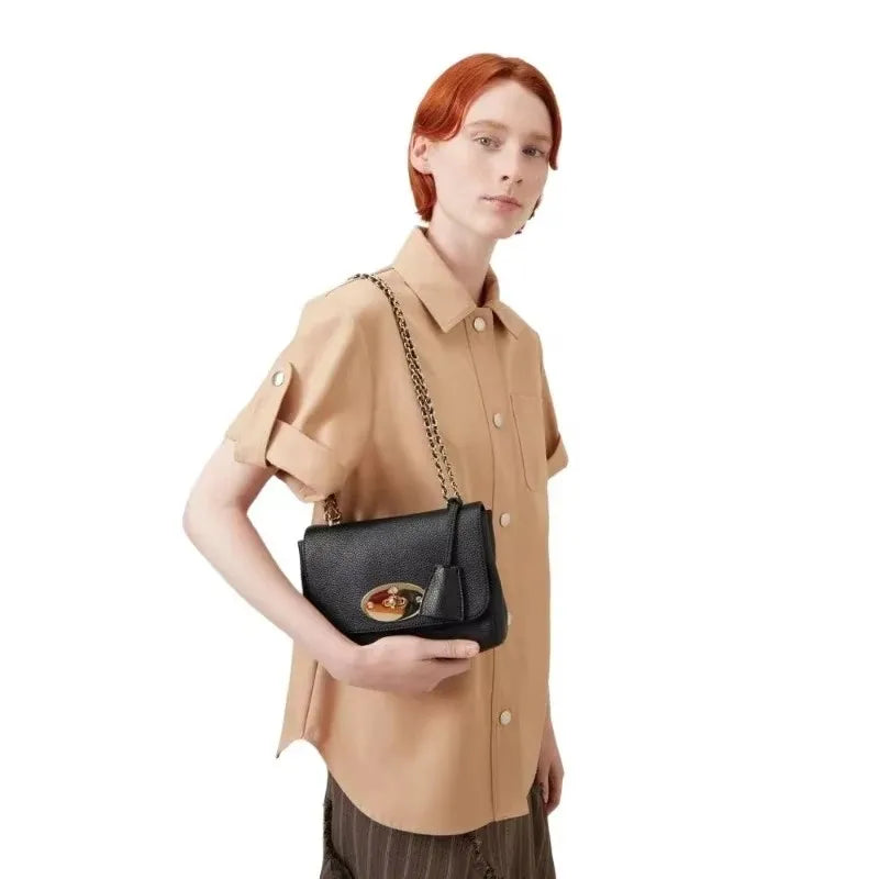 Genuine Leather Luxury Designer Shoulder Bag Women High Quality Cowhide Fashion Chain Crossbody Bag Trend Exquisite Female Bags
