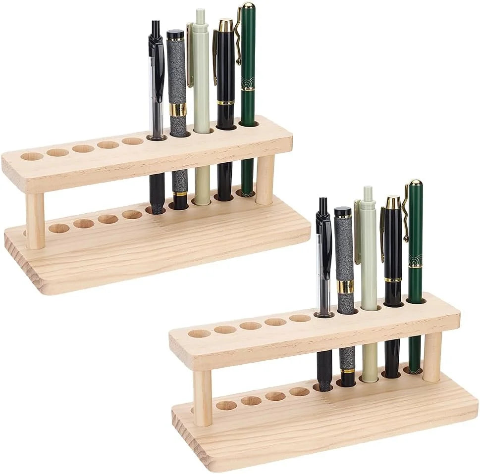 Wooden Pen Display Stand, 10 Slots