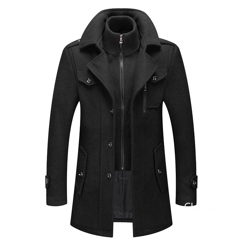 Men Cashmere Trench Coats Winter Jackets Overcoats Wool Blends High Quality New Winter Coats Male Business Casual Trench Coats 4