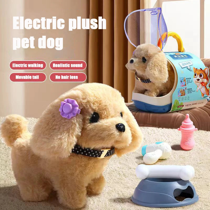 Juguete electrónico de perro mascota, peluche interactivo que camina, vibra y se mueve automáticamente, regalo de perrito eléctrico para bebés y niños