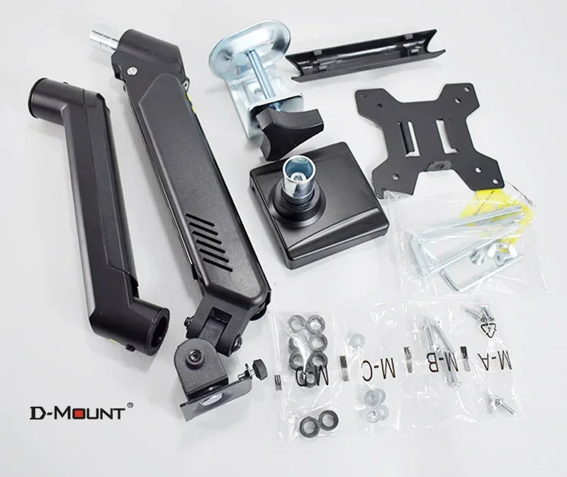 D-MOUNT D80 Metal Alumin 2-10KG 13'-32' Monitor Clamp 0-60mm Grommet Desktop Stand Mount Gas Spring Arm Full Motion Rotate