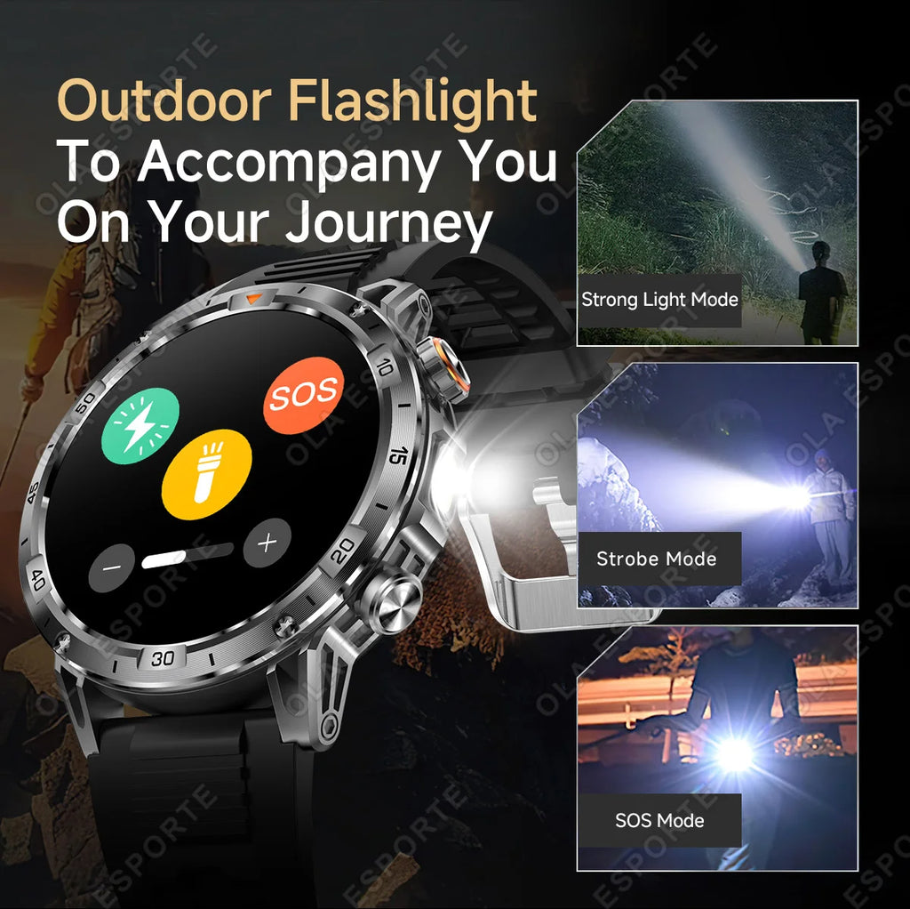 Smartwatch sportivo con chiamate Bluetooth e torcia LED