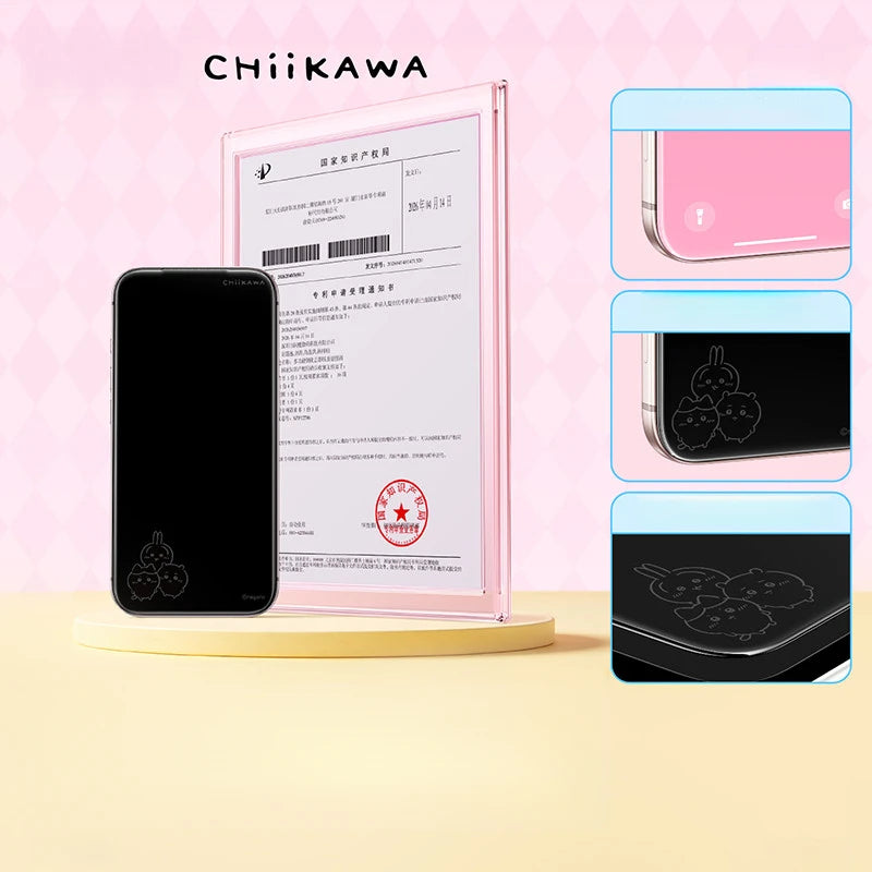 Chiikawa Invisable Screen Protector for iphone 18 Pro Max 17 16 15 Kawaii Cartoon Usagi Hachiware Easy-Install Tempered Glass