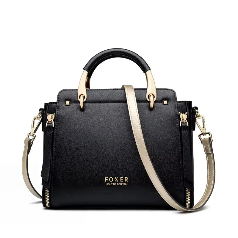 FOXER Split Leather Women's Shoulder Bag Elegant Handbag 2026 New Female Large Tote Bag Luxury Design Crossbody Purse