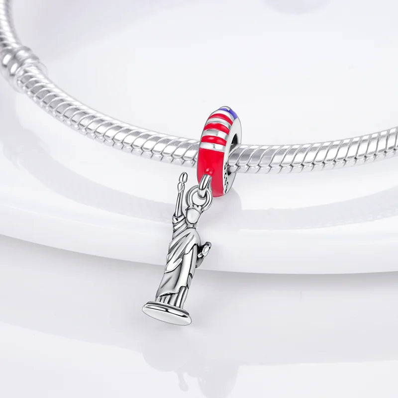 925 Sterling Silver Bright Red Charms Bead CZ Zircon Cute Doll Pendants Fit Original Bracelet DIY Jewelry Women Gift