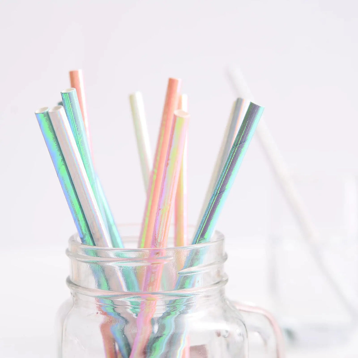 50/100/150pcs Iridescent Paper Straws for Party Supplies Birthday Wedding  Baby Shower Party Decor Golden Silver Straw