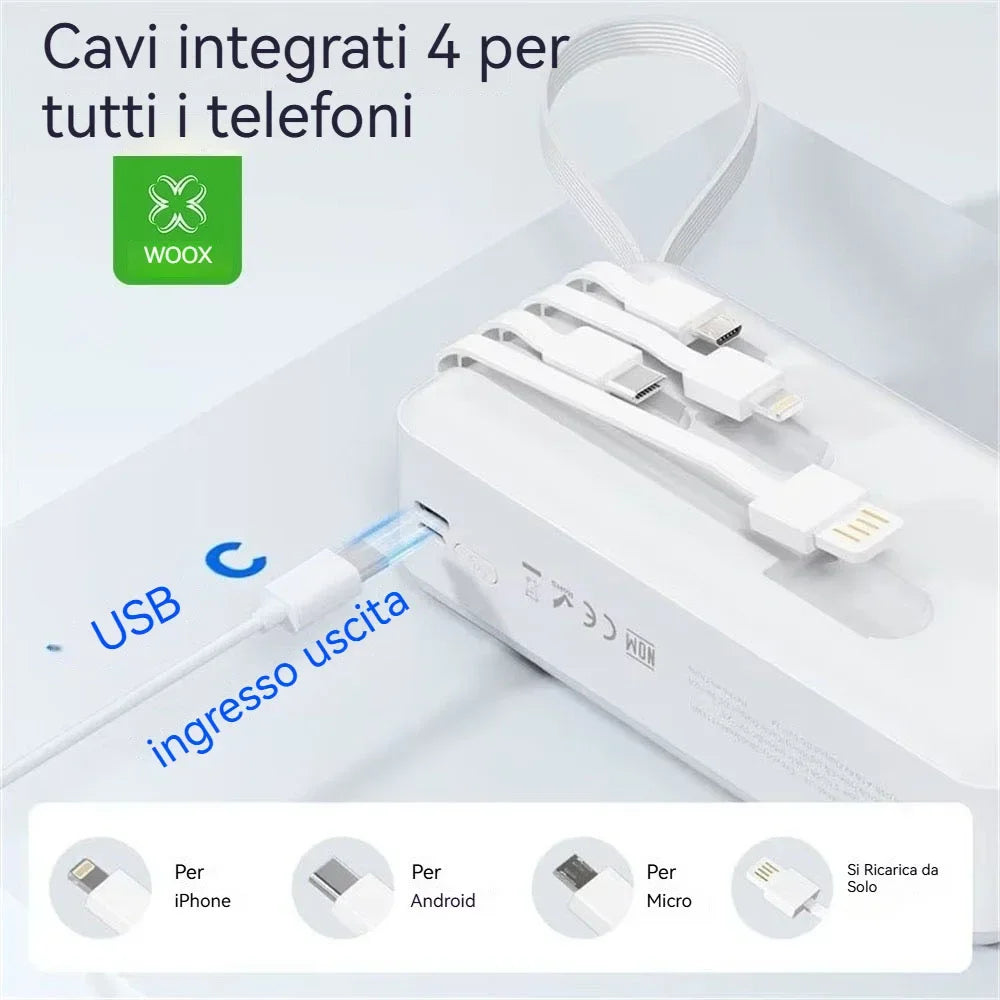 10000Mah/20000Mah/30000Mah Sichere Qualitäts-Powerbank mit LED-Digitalanzeige, tragbare externe Batterie für die Stromversorgung im Freien, ausreichend für Handy/Tablet, mit 4 Kabeln + USB-Typ-C/USB-A-Anschlüssen