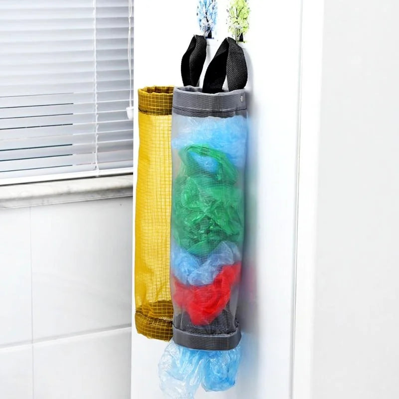 Soporte de pared para bolsas de comestibles, dispensador colgante de bolsas de plástico, organizador de almacenamiento para bolsas de basura en la cocina