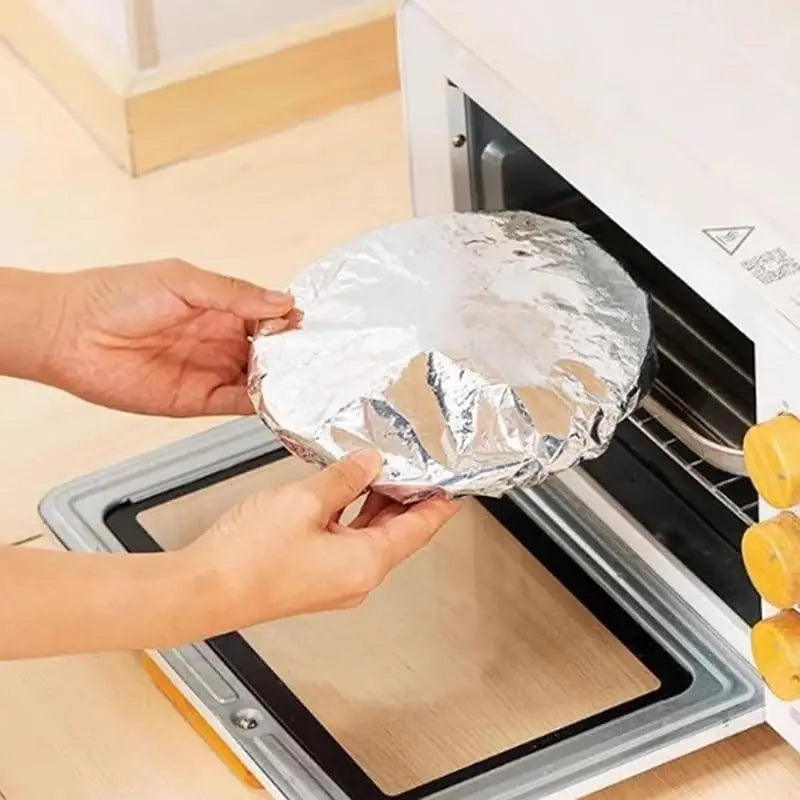 Easy Use Quick Cover Reusable Multi-Size Aluminum Foil Food Covers Eco-Friendly Kitchen Bowl and Dish Storage Lids No-Mess Home Use
