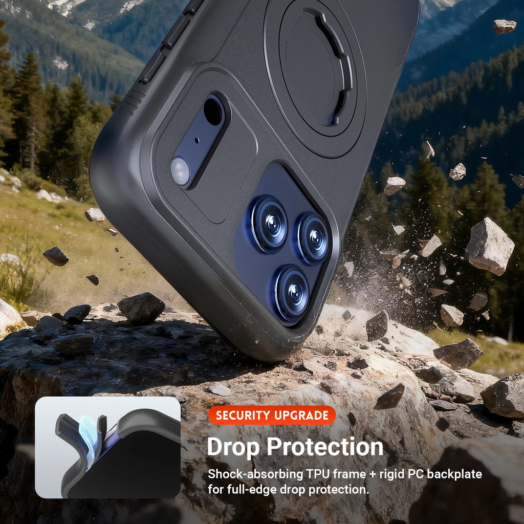 Motorcycle Holder Magnetic Shockproof Case for iPhone 18 17 16 15 14 ProMax with Lock-in System Design for Quad-style Bike Mount