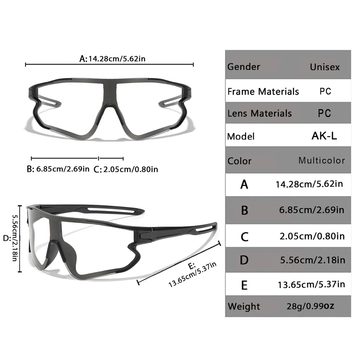 New Style Brand Photochromic Eyewear for Men and Women, MTB and Cycling Glasses, Running and Fishing Glasses, Comfortable Windproof Goggles