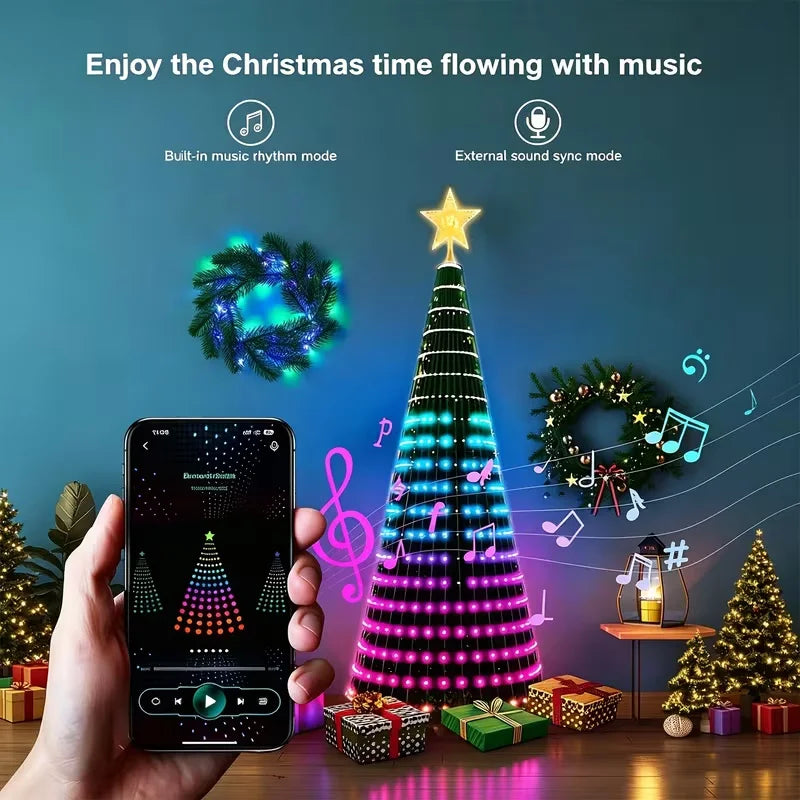  2,1 m lange Weihnachts-Lichterkette mit Bluetooth-App-Fernbedienung, USB-Lichtergirlande für das Schlafzimmer, Weihnachts- und Neujahrsdekoration