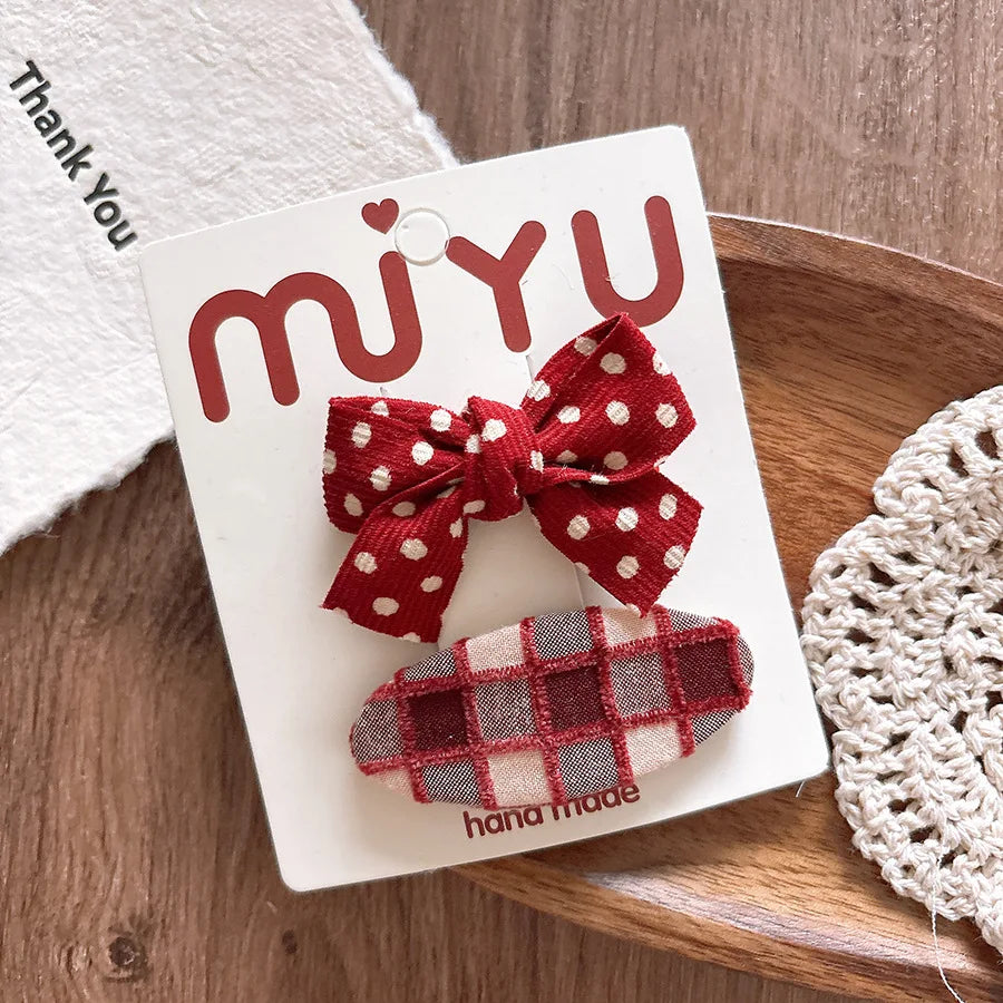2026 New Year Cute Red Bow Hairpins Children Girls Kid Hair Clips Pin Barrettes Accessories Hairclip Headwear Headdress Ornament