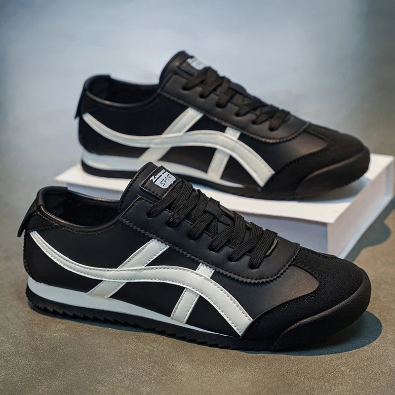 Men's Fashionable and Versatile Striped Casual Sneakers, Suitable for Daily Outings and Outdoor Hiking Wear