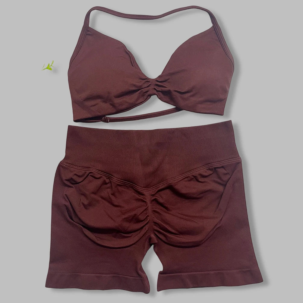 Ensemble yoga femme, 2 pièces, haut et short