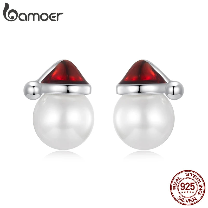 Christmas hat motif hoop earrings
