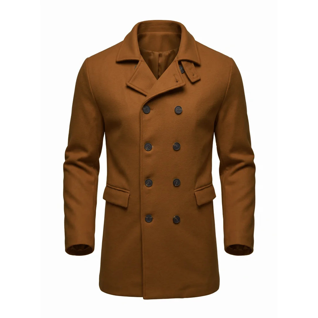 New Men's Wool Blends Double Breasted Trench Coat - Winter Knee-length Jacket | Business Casual & Streetwear Long Coat for Men