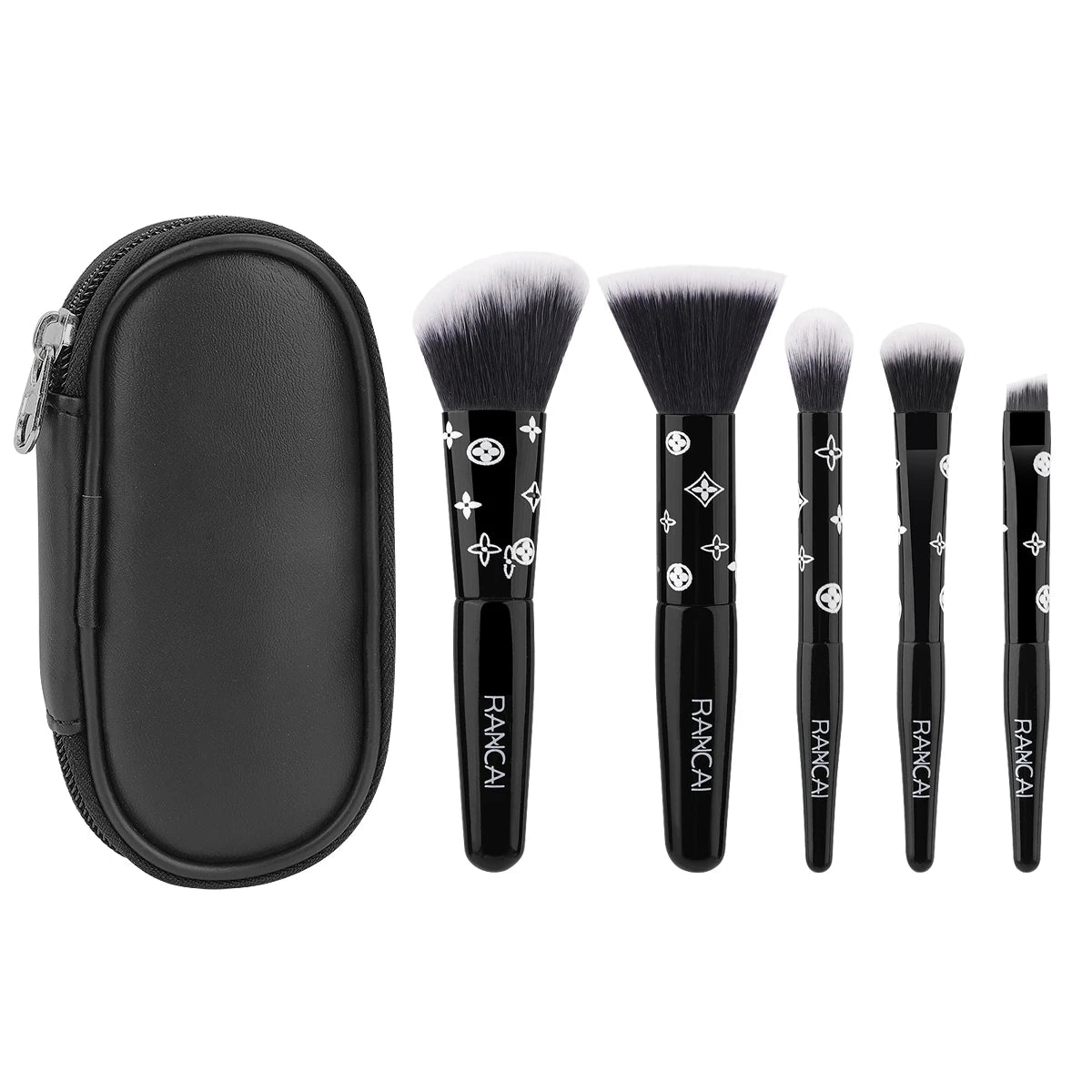 5-teiliges niedliches, kompaktes Make-up-Pinselset mit Etui, hochwertige Pinsel für makellose Foundation, Rouge und Lidschatten-Applikation, Kosmetikwerkzeuge