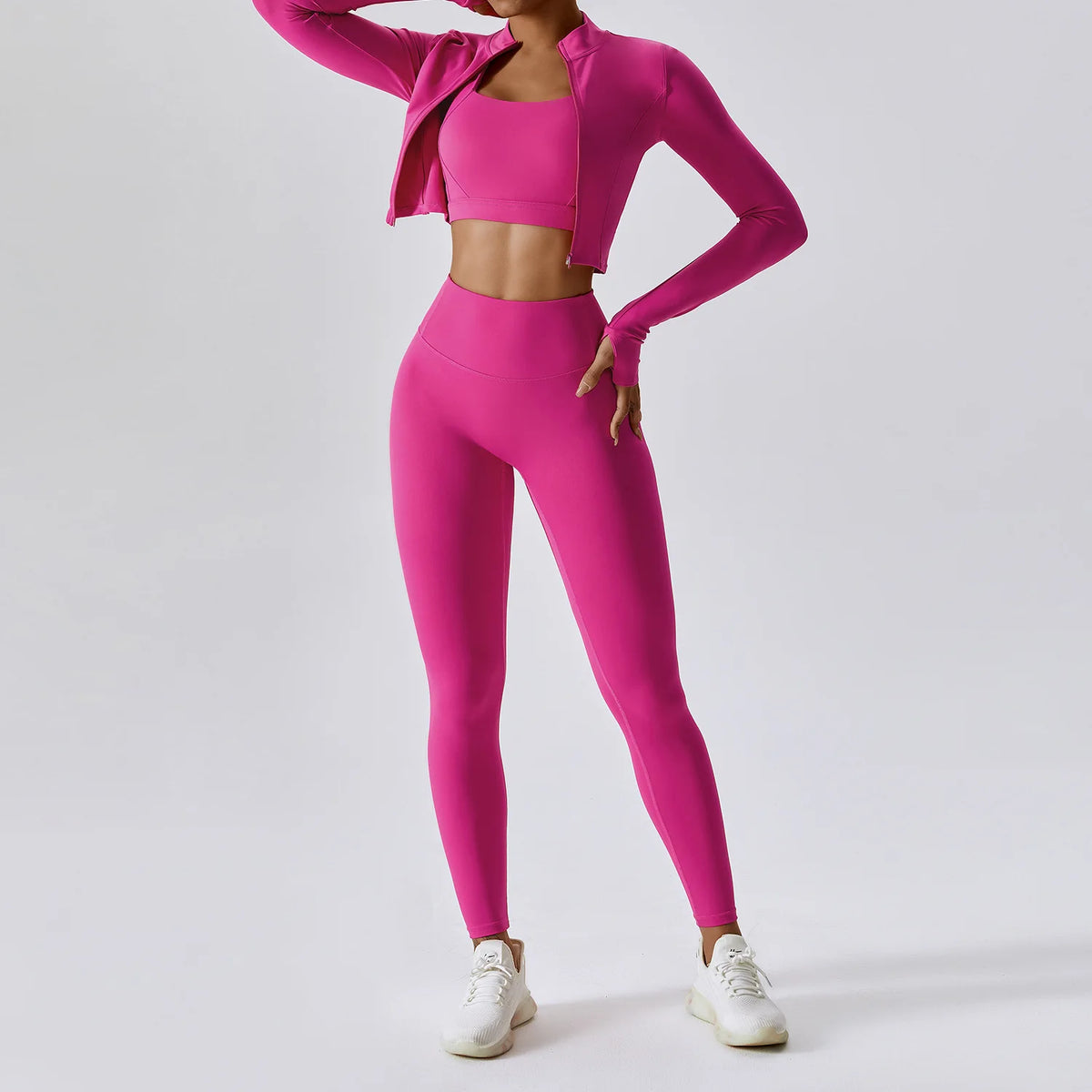 Conjunto de yoga de mujer, 3 piezas, top y leggings