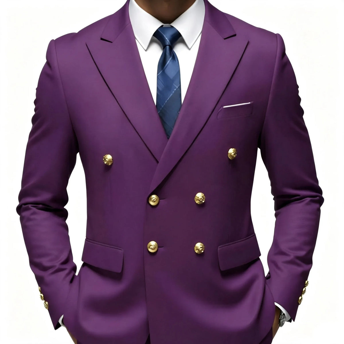 Business Men Suit Double Breasted Coat Jacket Blazer Tuxedos Tailored Peak Lapel Only Jacket