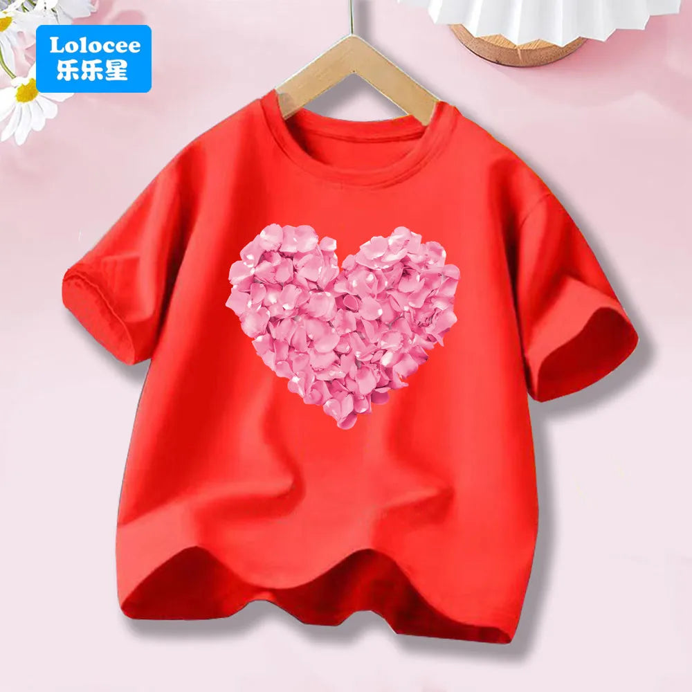 Girls’ Cat-Print Short-Sleeve T-Shirt